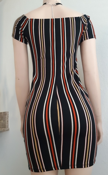 Mini dress black with color stripes - Picture 1 of 3